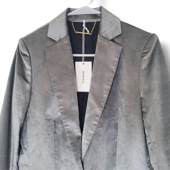 NWT FRAME Classic Blazer in Grey Velvet Sz 4 - Picture 4 of 16